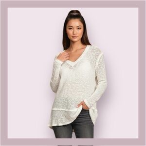 We The Free Ocean Air Hacci Ivory Knit Long Sleeve Top